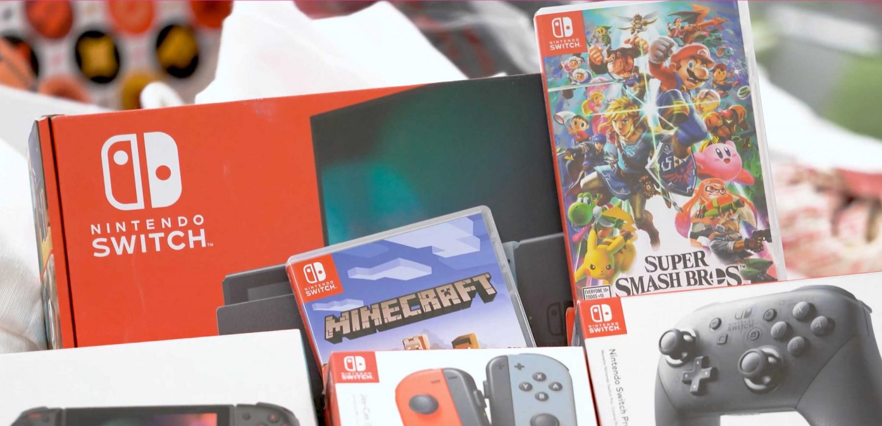 Krazy Bins Discounted Nintendo multple video games and controller boxes on top of each other